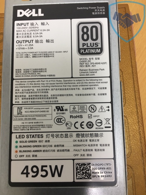 Bộ nguồn Dell PowerEdge 495W 80 Plus Platinum 0N24MJ
